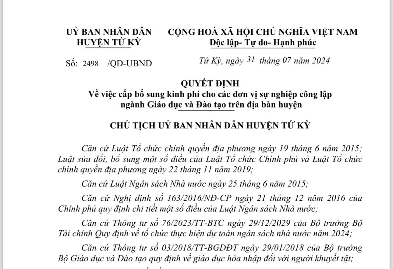 Tứ Kỳ Chi Trả Hơn 6,8 Tỷ Đồng Hỗ Trợ Giáo Viên Dạy Học Sinh Khuyết Tật