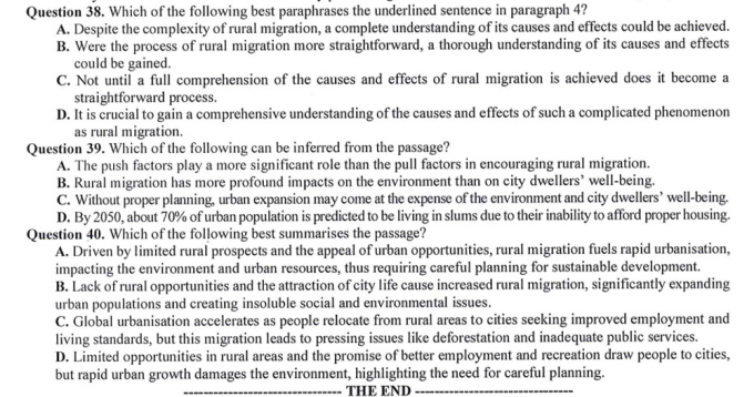 Câu 38, 39, 40 Trong Đề Minh Họa Được Đánh Giá Khó, Phân Loại Thí Sinh Cao.